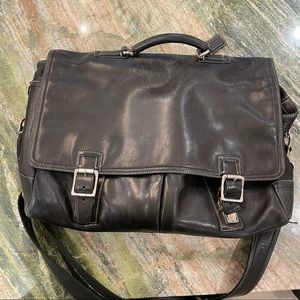 Coach Black Leather Messenger Briefcase